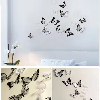 36pcs 3D crystal motýľ samolepky na stenu obývacia izba, detská spálňa svadobné izba domáce dekorácie chladnička nálepky