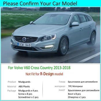 4PCS pre Volvo V60 Cross Country 2013 2016 2017 2018 Blatníky Mudflap Blatník Klapky Splash Guard Chrániť Príslušenstvo