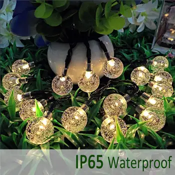 50 LED 10M Crystal Ball Solárne Lampy Vonkajšie Vodotesný LED Solárne String Svetlo Víla, Girlandy, Terasa, Svetla, Záhrade Vianočný Dekor