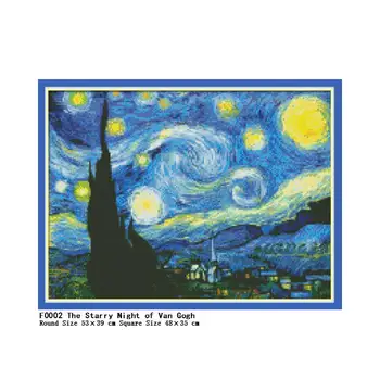 5D DIY Diamond Maľovanie Výšivky Domova Na Hviezdnej Noci Van Gogh krajiny Cross-stitch Stenu, Nálepky Plné vŕtanie