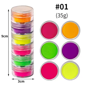 6 Boxs/Set Neon Pigment Prášok Nechtov Fluorescencie Gradient Lesk Lete Šplhať Prachu Ombre DIY Nechtov Art Decor Manikúra 1g/Box