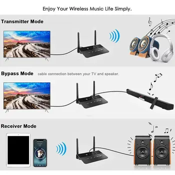 80M Bluetooth-kompatibilné 5.0 Vysielač, Prijímač Obísť Aptx LL Nízke Latencie Bezdrôtové Audio Adaptér 3,5 mm AUX RCA Konektor pre PC, TV