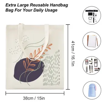 Abstraktné Tvary Digitálny Dizajn 8 Tote Bag Jesenné Travel Textílie Vlastné Logo Biele 90. rokov pre Ženy, Plátené tašky 38×41 cm