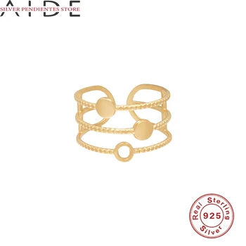AIDE Jednoduché S925 Mincový Striebro Multi-layer Otvoriť Krúžok Jemné Šperky, DOPLNKY, Studený Vietor Osobnosti Kolo Značky Prstene Pre Ženy Bague
