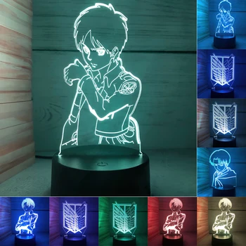 Akryl stolná Lampa Anime Útok na Titan Anime Hunter LED Nočné Svetlo Dotykový Snímač Diaľkového Ovládania 7 Farebné Spálňa Nočného