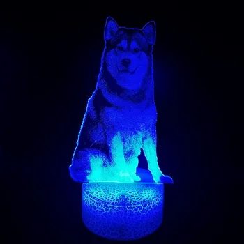 APLIKÁCIE Ovládanie 3D Ilúziu LED Nočné Osvetlenie, Aljašský Malamute Psa Lampa Farby Nočného Home/Hotel Dekor Deti Darček