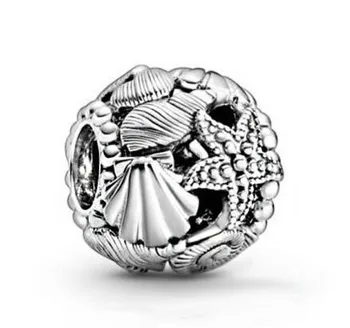 Autentické 925 Sterling Silver Openwork Hviezdice Škrupiny & Srdcia Kúzlo Korálky Fit Ženy Pandora Náramok & Náhrdelník Šperky