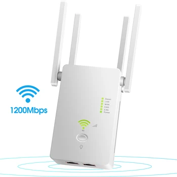 Bezdrôtový WiFi Opakovač 1200Mbps Router Wifi Booster Long Range Extender 2,4 GHz, 5.8 GHz Signálu Zosilňovač Repeater