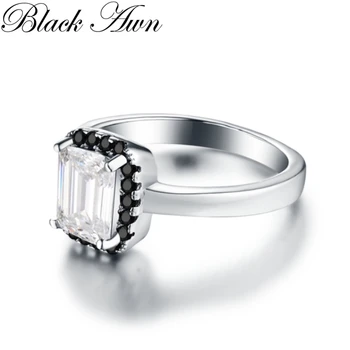 BLACK AWN 2021 Nové Originálne 925 Sterling Silver Šperky Námestie Zásnubné Prstene pre Ženy Darček C380
