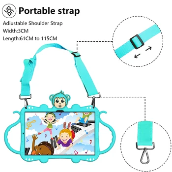 Cartoon Silikónové puzdro s Popruhom cez Rameno pre Samsung Galaxy Tab A7 10.4 T500 T505 Shockproof Kryt Deti