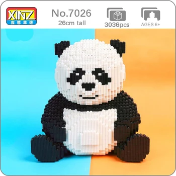 CB 8009 Cartoon Čína Mačka, Medveď Panda voľne Žijúcich Zvierat Pet 3D Model DIY Mini Magické Kvádre, Tehly, Budova Hračka Pre Deti, Žiadne Okno