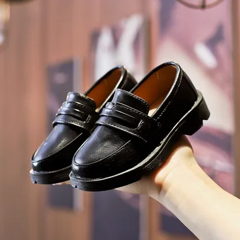 Deti kožené topánky PU dievčatko obuv black deti tanečné topánky deti kožené topánky chlapci kožené topánky