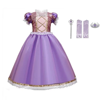 Dievčatá Princezná Rapunzel Šaty Cosplay Kostýmy Deti Narodeninovej Party Šaty Snehová Kráľovná Elegantné Roztomilý Princezná Šaty Veľkosť 3-10 TON