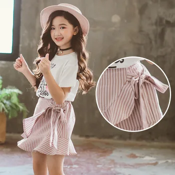 Dievčenské nové rose krátke sukne vyhovovali detské letné rekreačné kórejský športové tričko