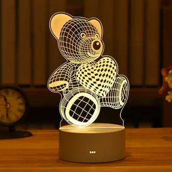 Dieťa Svetla Noc 3D LED Nočné Svetlo Tvorivé Tabuľka Nočná Lampa Romantické Srdce Niesť Svetlo Deti Grile Domáce Dekorácie Darčekovej krabičke