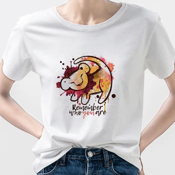 Disney Lion King Simba T-shirt Estetické Cartoon Ženské Oblečenie Letné Harajuku Krátky Rukáv Ženy T-shirt Pamätať na to, kto ste