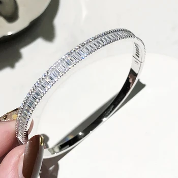 Dámske kvalitné S925 mincový striebro celý rebrík zirkón módny náramok ušľachtilá boutique Valentína darček