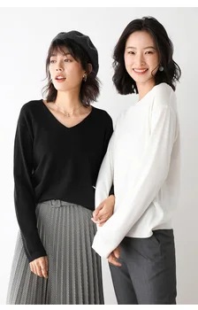 EDressU 2021 Ženy Voľné Jumper Plus Veľkosť kórejský Knitwear Topy Obyčajný Jar Jeseň Office Lady Bežné Pulóver Sveter HW-2020