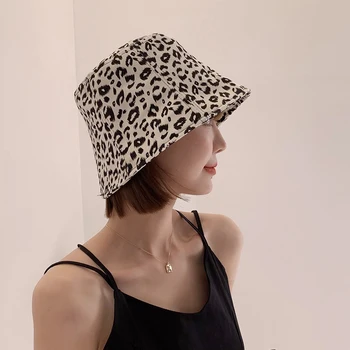 Elegantné rybár klobúk ženy bavlna Leopard Tlač klobúk slnko vedierko hat Cosplay dámske klobúky jar 2021 čiapky pre ženy lete dievčatá