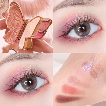 Eyeshadow Palety Kórejský Kozmetika Krása Motýľ Pearly Flitrami Matný Lesk Smokey Očné Tiene Vodeodolný Make-Up 6 Farieb