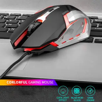 Farebné Káblové Office Gaming Mouse USB Rozhranie 1200DPI Úprava, 3 Tlačidlá 1,2 m Optická Myš Pre Stolné počítače, Notebook