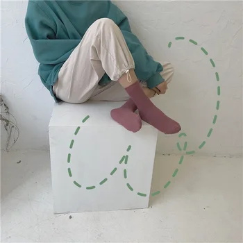 Harajuku Retro dámske Ponožky Pevné Bežné Streetwear Posádky Ponožky Candy Farby Bavlny, Mäkké Priedušné Hip Hop Skateboard Dlhé Ponožky