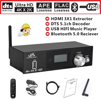 HDMI DTS 5.1 Audio Dekodér Bluetooth 5.0 Prijímač DAC DTS, AC3, FLAC, APE 4Kx2K HDMI na HDMI Ťažba Converter SPDIF ARC