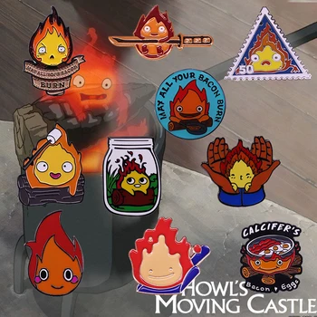 Howl ' s Moving Castle Calcifer Pin Démon Ohňa Ducha Denník Slaniny Prekliatie Odznak Štúdio Ghibli anime brošňa zber
