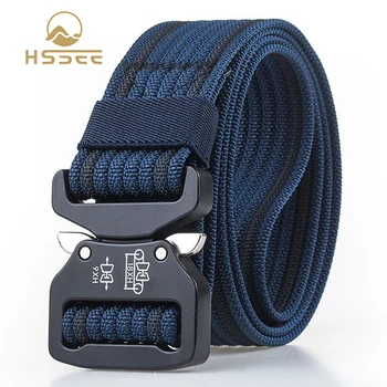 HSSEE úradný autentické retro taktické pás, mäkký a tvrdý reálne nylon unisex športové pás kovový rýchloupínacou prackou bežné pásu