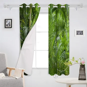 Jungle Stromy Zelené Rastliny, Okenné Záclony Domova Kuchyňa Závesy Záves Okna Obývacia Izba Závesy pre Spálne
