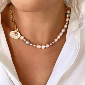 Klasická Móda Lady Šperky Prírodné Ružové Perlový Náhrdelník Shell Prívesok Farba Zachovanie Nehrdzavejúcej Ocele Reťazca Krásy Príslušenstvo