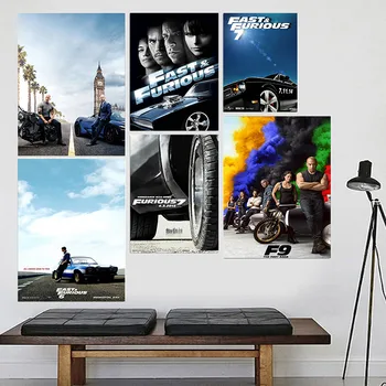 Klasické Filmové Série Fast & Furious Závodné Auto, Plagát, Tlač Wall Art Obraz Na Plátne Obývacej Domova Izba Dekor
