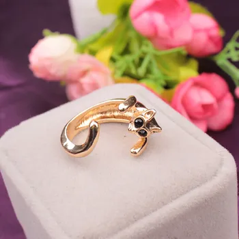 Krúžky Vintage Zlato Mačka Nastaviteľné Zvierat Tvar Krúžok pre Ženy Výročie Svadby Strany Šperky Darček Príslušenstvo Anillos Bague
