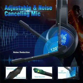 LED Herné PC Headset 3,5 mm Káblové Hráč Slúchadlá Stereo Zvuk Šumu Slúchadlá S Mikrofónom Pre Notebook, Počítač Hráč