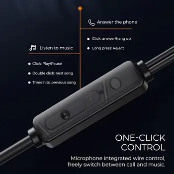 Lenovo QF320 Káblové Slúchadlá Ťažké Basov, 3,5 mm Audio Káblové Ovládanie In-ear Slúchadlá s Mikrofónom pre Telefón, Hry, Hudba