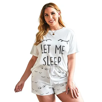 Letné Ženy Pyžamá Domov Šaty Plus Veľkosť Sleepwear Nastaviť Krátke Rukávy Pyžamá Pre Ženy Pijama Sady Bavlna Odev XL-5XL