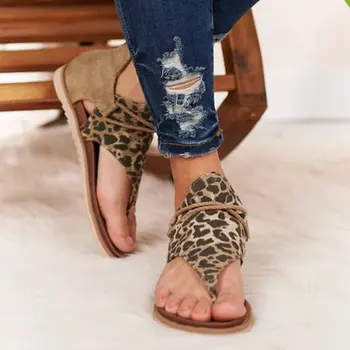 Letné Ženy Sandále Bytov Zipsy Flip Flops Dámy Bežné Ženy Topánky Leopard Otvorené Prst Pevné Pláž Byty dámske Sandále