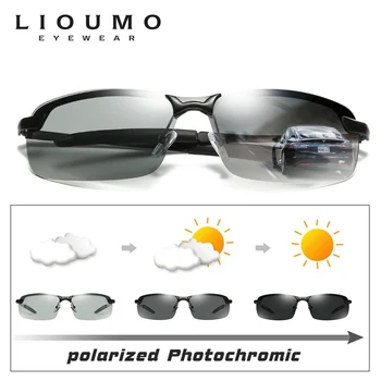 LIOUMO Dizajn Námestie slnečné Okuliare Muži Ženy Photochromic Polarizované Okuliare Chameleon Jazdy Okuliare UV400 Okuliare gafas de sol