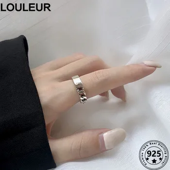LouLeur 925 Sterling Silver Ring 2020 Trend Lesklý Chian Prstene Pre Ženy Denne Šperky 2020 Striebro 925 Šperky Čaro
