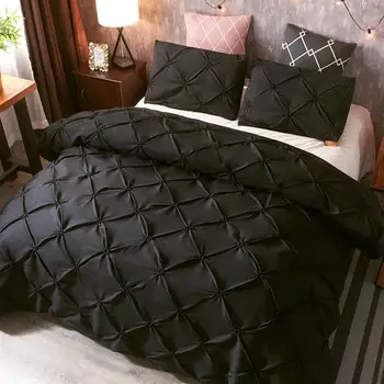 Luxusné Cumlík posteľná bielizeň Sady Obliečky Kryt Nastaví Kráľovná Kráľ Biela Čierna Deka Kryt Nastaví JI01#