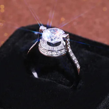 Luxusné Žena Malý Guľatý Kameň Prsteň Zásnubný Prsteň Crystal Solitaire Snubné Prstene Pre Ženy