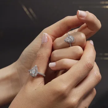 Minimalistický Striebornej Farbe Sparkling Slza Crystal Zirkón Prstene pre Ženy, Luxusné Svadobné Šperky Výročie Darček