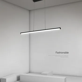 Moderný Minimalistický LED Svetiel Prívesok Line Stmievateľné Osvetlenie S Diaľkovým ovládaním Pre Jedáleň, Obývacia študovňa Kábel, Závesné Svietidlá