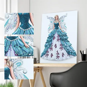 Modré Šaty Krídlo Dievča 5D Špeciálne Tvarované Diamond Maľovanie Výšivky, Výšivky Drahokamu Crystal Kríž Plavidlá Steh Auta urob si sám