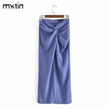 MXTIN 2021 Ženy Lete Vintage Pevné, Elegantné Midi Sukne Vintage Skladaný Split Streetwear Grile Sukne Bežné Faldas Vestidos Mujer