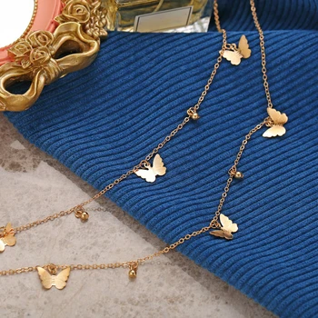 Móda Špeciálne Vzhľad Choker Šperky Dvojvrstvové Motýľ Náhrdelník Ženy Prívesok Clavicle Reťazca Vyhlásenie Šperky
