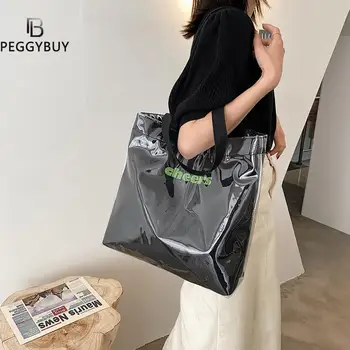Móda Ženy Plátno PVC Patchwork Tlač Ramenný Nakupovanie Tote Bag Ladies Vintage Veľkú Kapacitu Top-rukoväť Kabelky