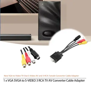 Nové 1pc 3 RCA Samica Converter Kábel Nové VGA pre Video, TV-Out, S-Video AV Adaptér Najnovšie Drop Shipping Veľkoobchod