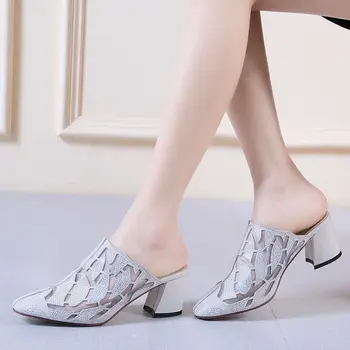 Nové 2021 Lete Transparentné Sandále dámske Topánky Fashion Vysoké Podpätky Sandále Námestie Hlavu Non-slip Sexy Dámy Topánky chaussure femme