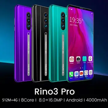 Nové Rino3 Pro Android Smartphony 8 GB+256 GB Octa-Core Tvár ID Odomknúť MTK6763 4800mAh Dual-SIM Dvojaký Pohotovostnom režime Mobilný Telefón Darček